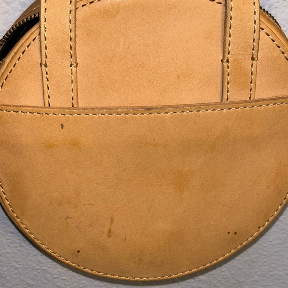 MADEWELL Beige Leather Round Purse THE JUNO Circle Crossbody Bag WesternCore - Picture 5 of 7